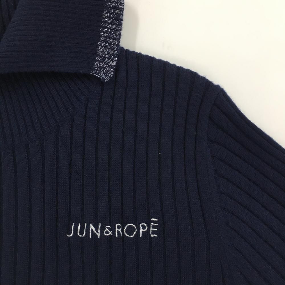 超美品】ジュンアンドロペ タートルネックセーター ネイビー×シルバー