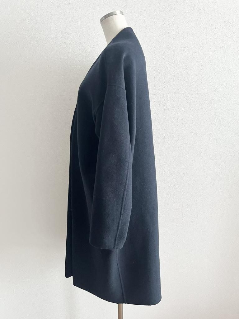 ENFOLD ENFOLD ウールリバーノーカラーコート ネイビー×オレンジ 36 