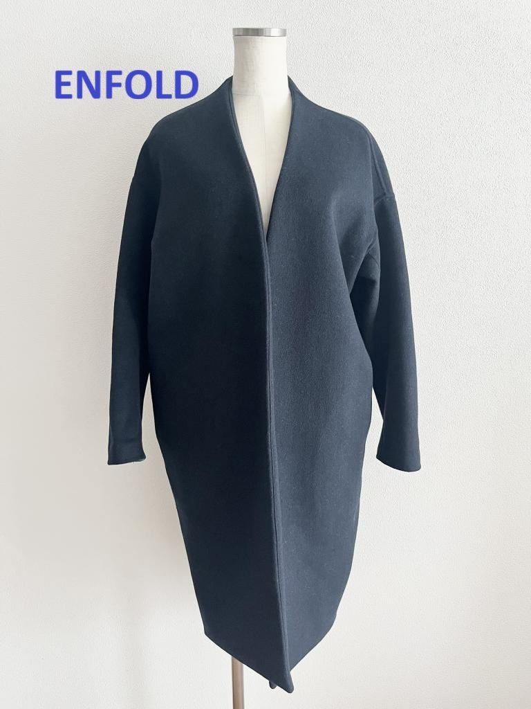 ENFOLD エンフォルド ウールリバーノーカラーコート Sサイズ 36