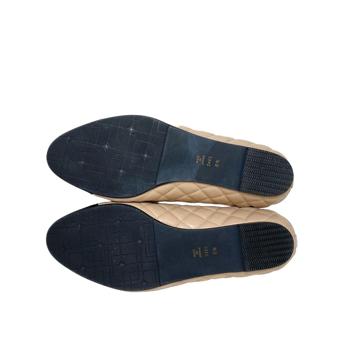 DIANA キルティングフラットシューズ ベージュ/ブラック DIANA(ダイアナ) フラットシューズ 24 EE レディース - ピンクベージュ