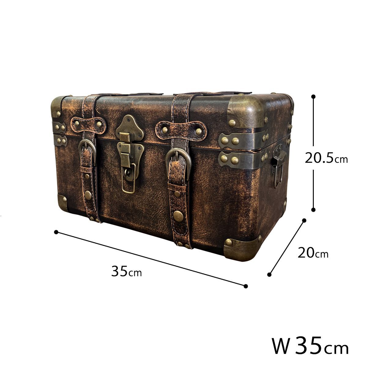 鍵付き アンティーク宝箱 ヴィンテージ宝箱 アンティーク木箱 海賊木箱