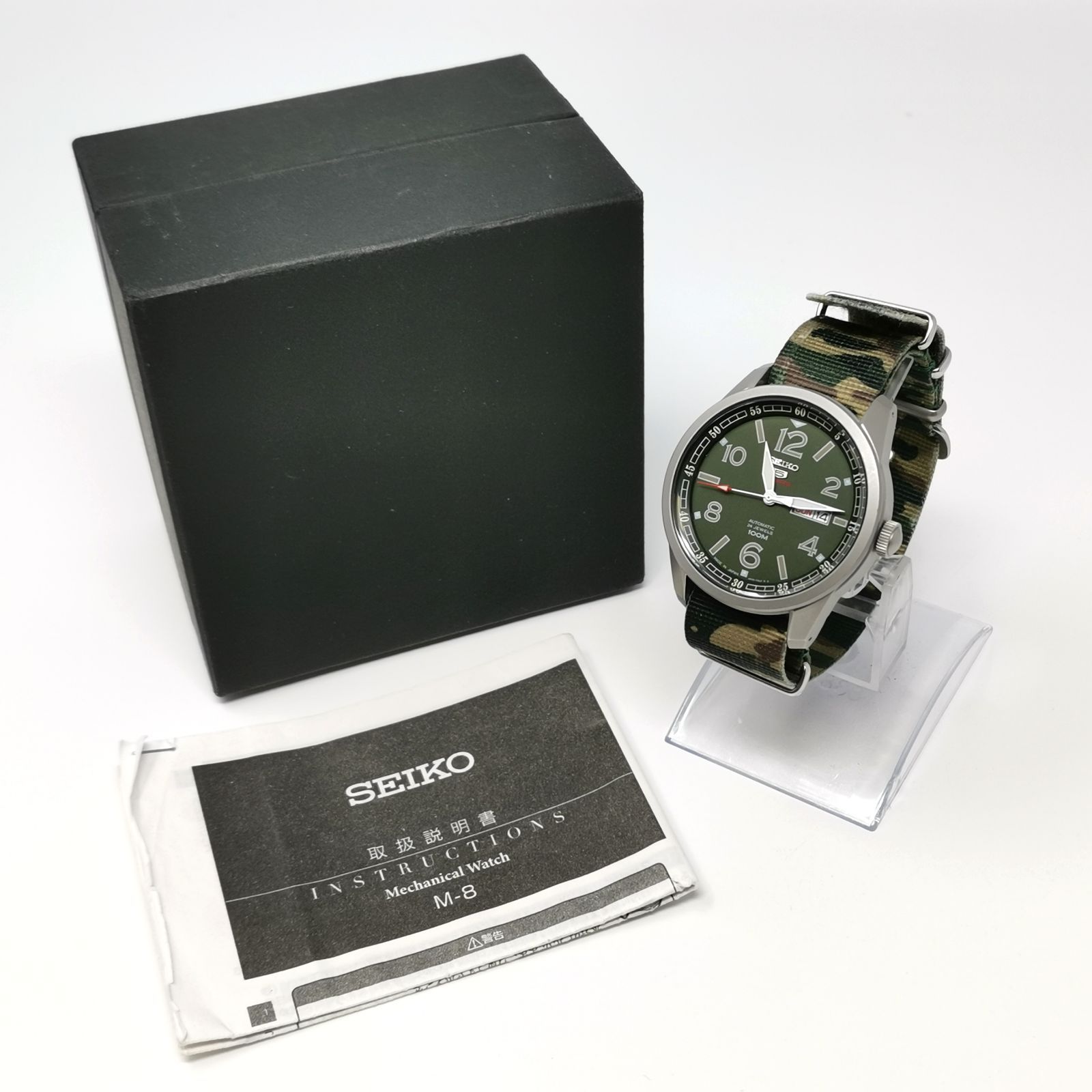 稼動品 セイコー 5 スポーツ オートマチック カモフラージュ柄 ミリタリー グリーン 自動巻き 箱あり メンズ 腕時計 管理番号