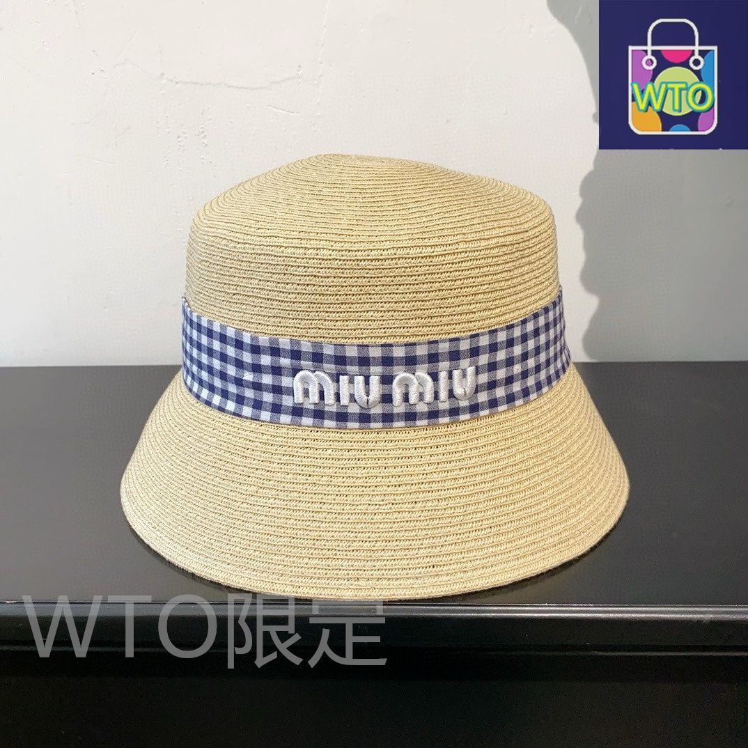 ミュウミュウ 新作 刺繍アルファベットリボン ストローハット 登場