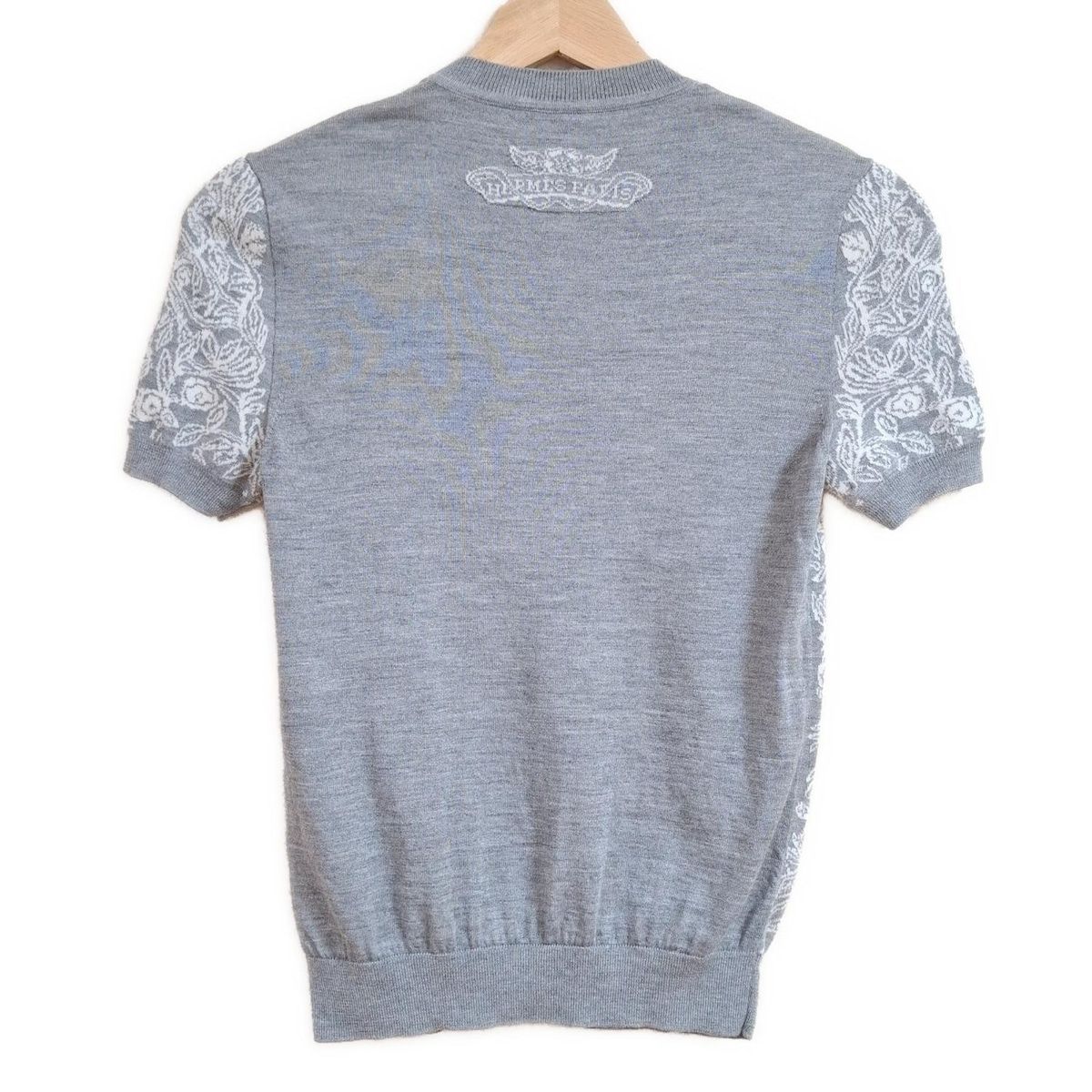 HERMES(エルメス) 半袖セーター サイズ34 S レディース - グレー×白