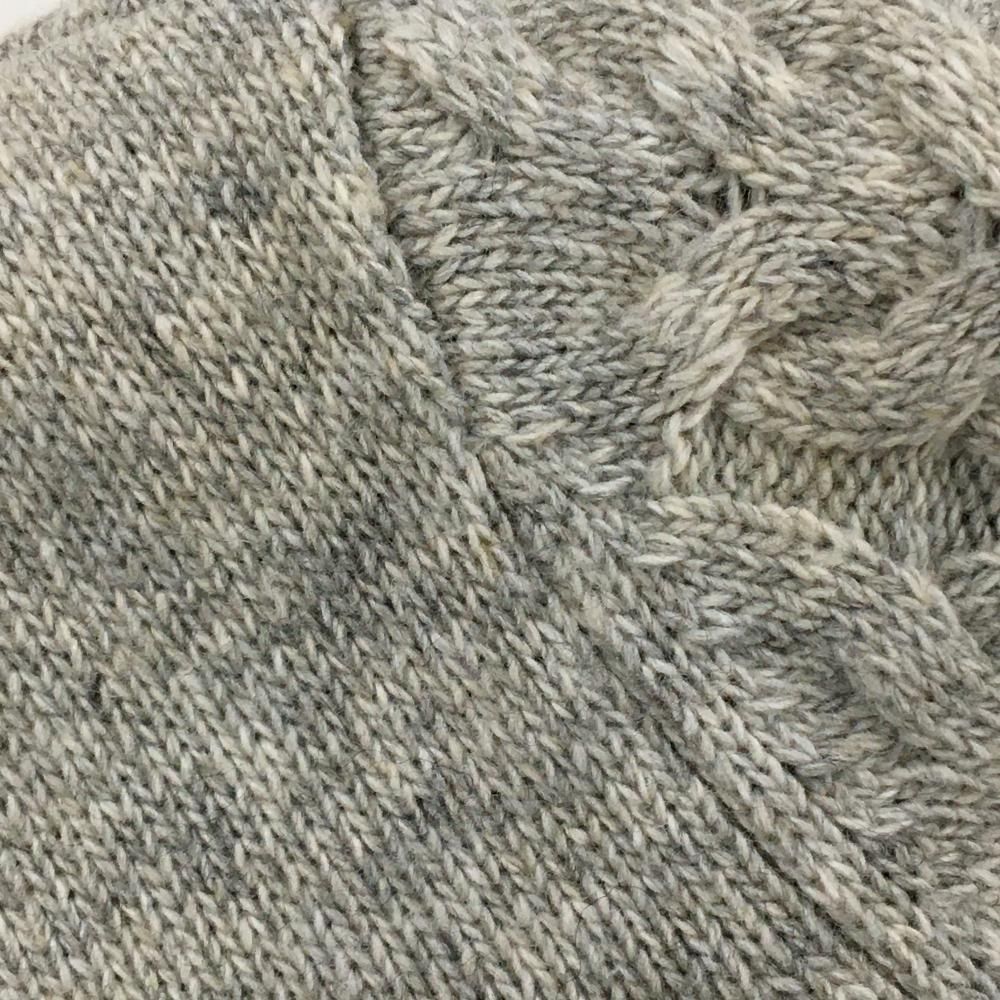 デサントゴルフ タートルネックセーター 杢ライトグレー×アイボリー