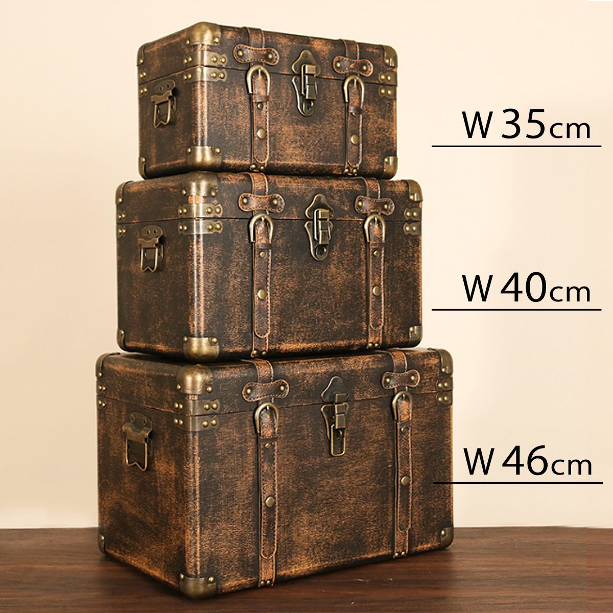 鍵付き アンティーク宝箱 ヴィンテージ宝箱 アンティーク木箱 海賊木箱