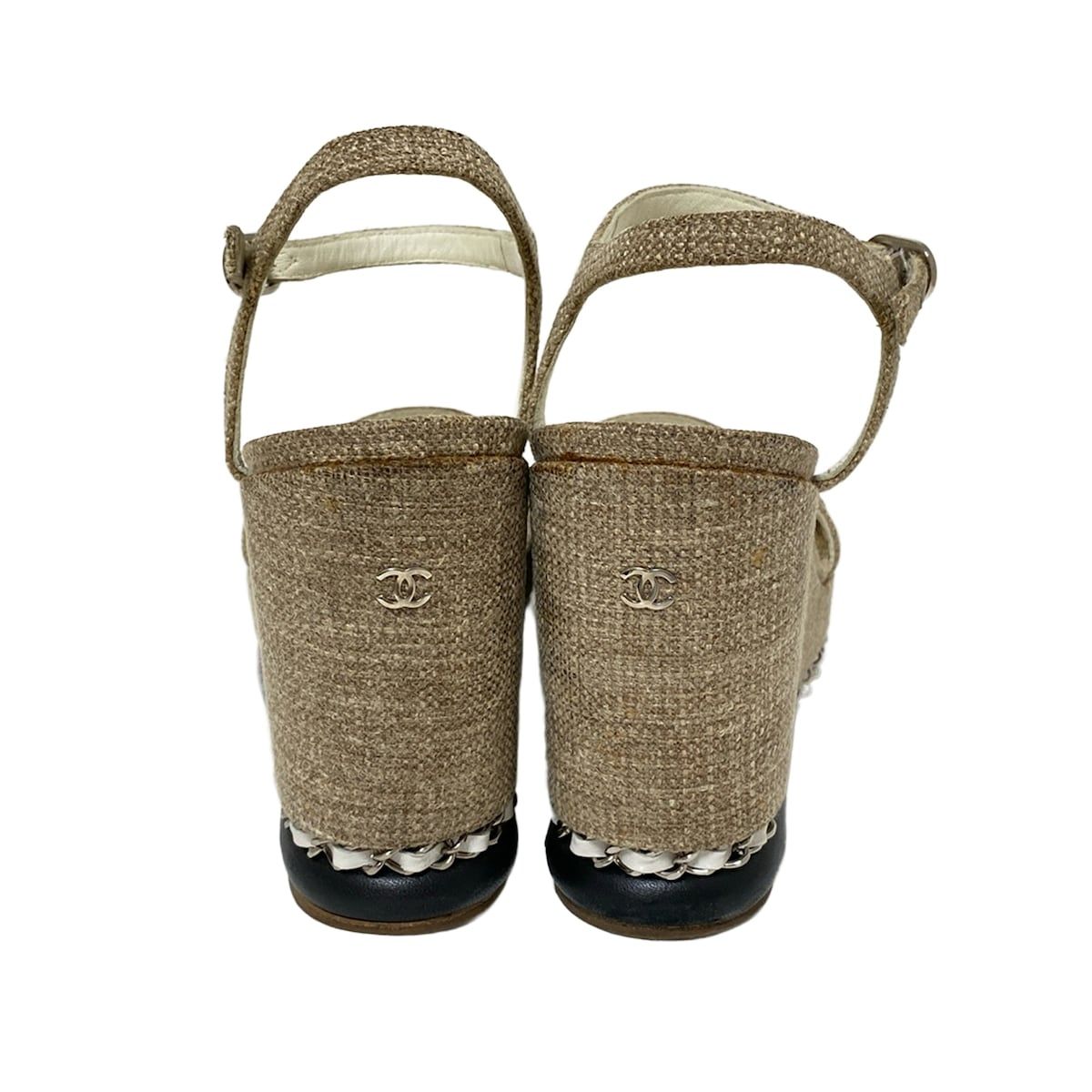 CHANEL(シャネル) サンダル 36 レディース - ベージュ×シルバー×白