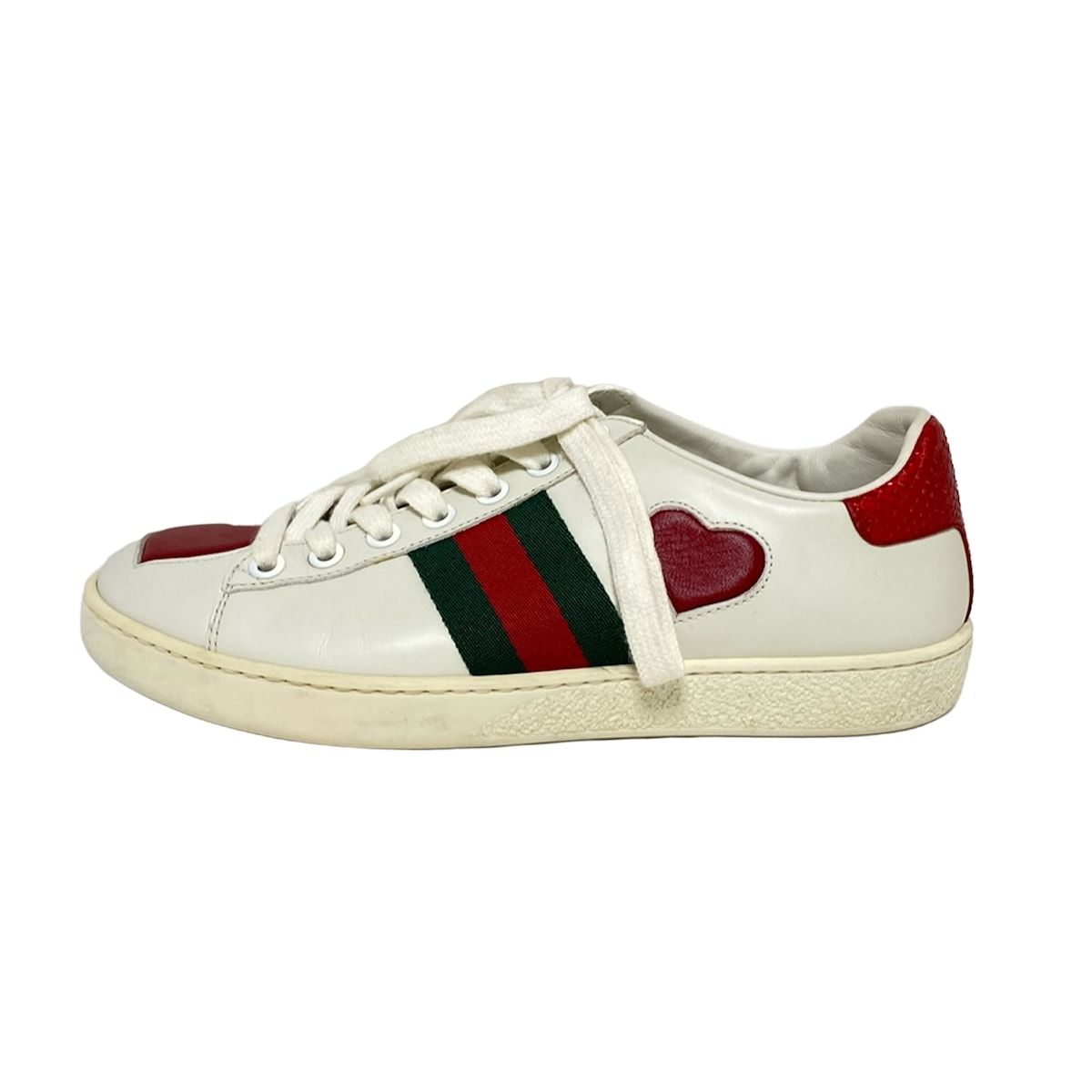 新品同様 Gucci グッチ ハート スニーカー シェリーライン 435638 GUCCI(グッチ) スニーカー 35 レディース - 435638 白×レッド×グリーン
