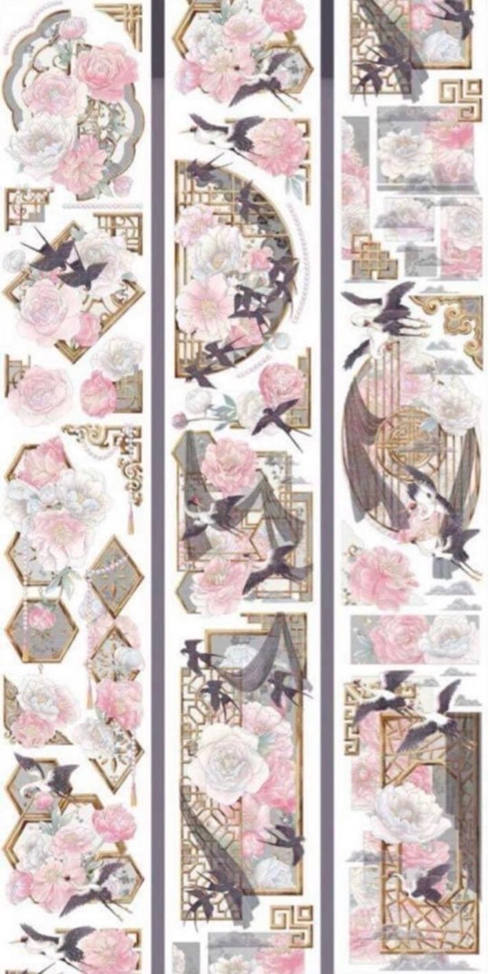 贝壳光 6cm×10m 丹心绮华 海外マスキングテープ 海外マステ 和柄