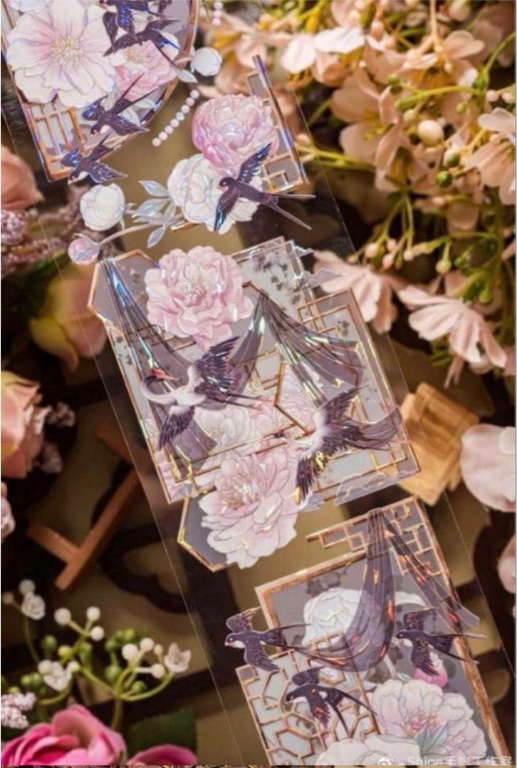 贝壳光6cm×10m 丹心绮华 海外マスキングテープ 贝壳光 6cm×10m 丹心绮华 海外マスキングテープ 海外マステ 和柄