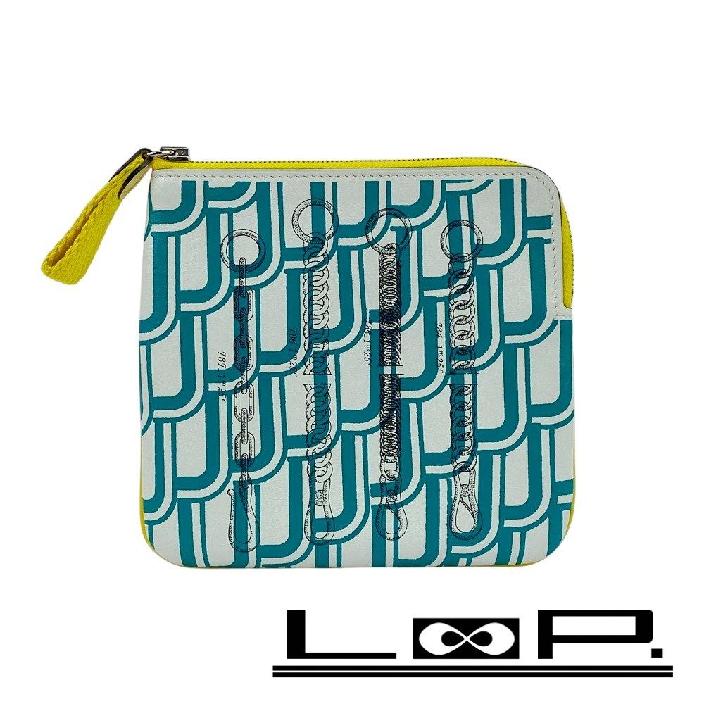 □新同□ エルメス カレポケット ポーチ スイフト グリーン ホワイト