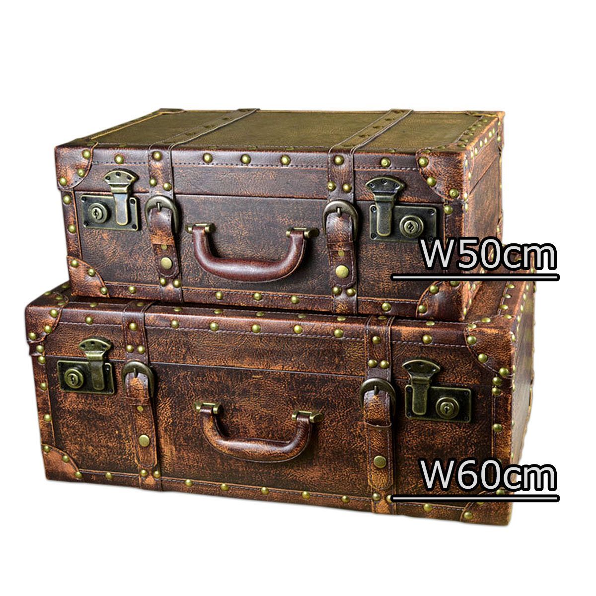アンティーク調 スーツケース トランク型 ロック機能付 トランク