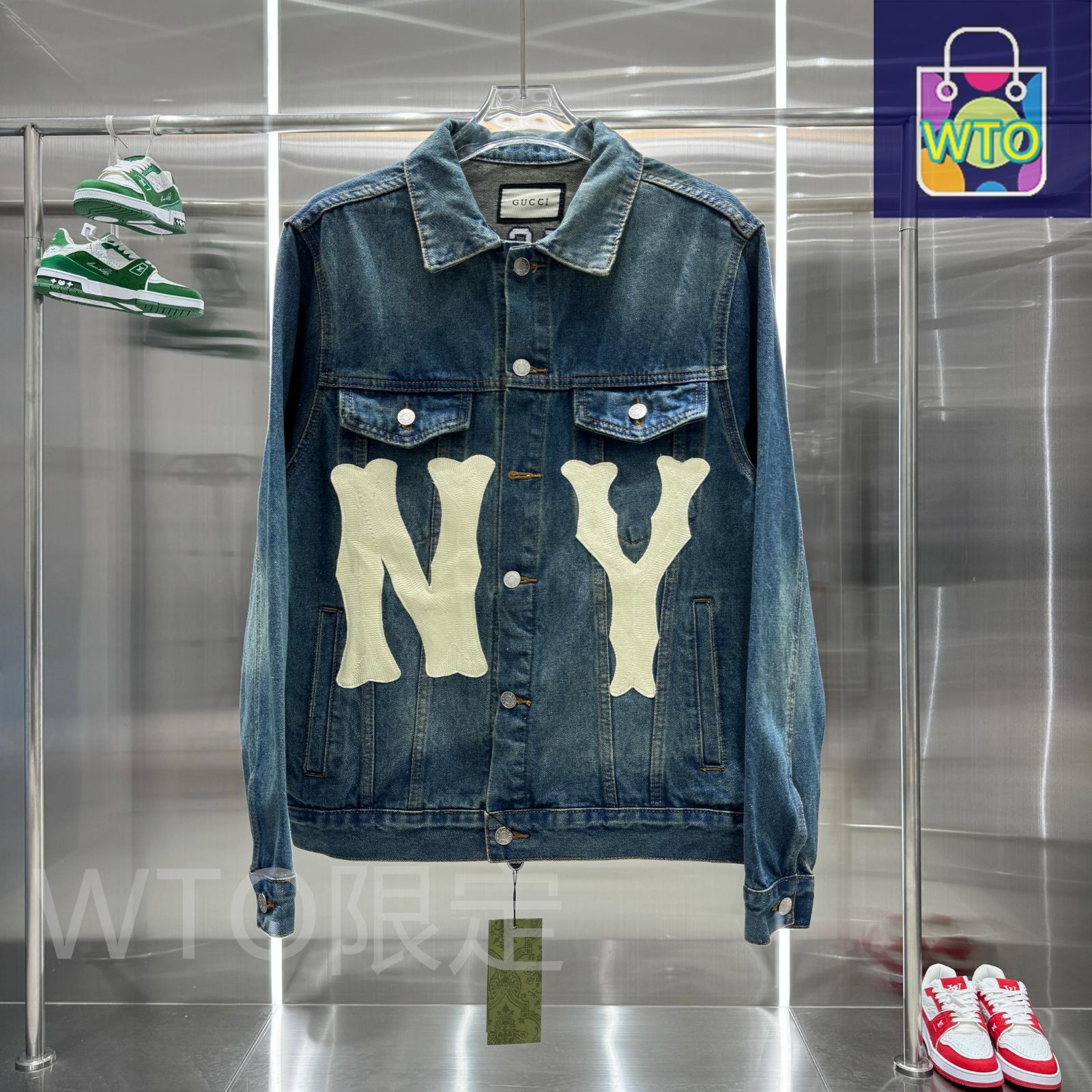 GUCCI グッチ　レザージャケット　2way ニューヨークヤンキース　36 GUCCI グッチ レザージャケット 2way ニューヨークヤンキース 36