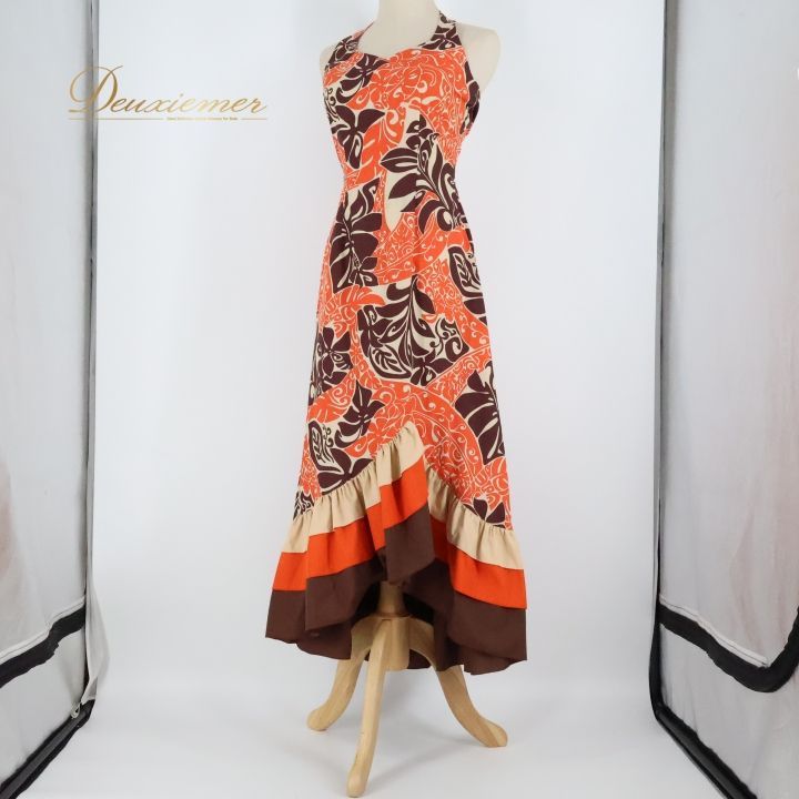 フラ　ワンピース　ドレス　アロハスタンダード　ダンス　イベント　衣装 フラダンス 衣装 ワンピース ドレス オレンジ系 アロハスタンダード