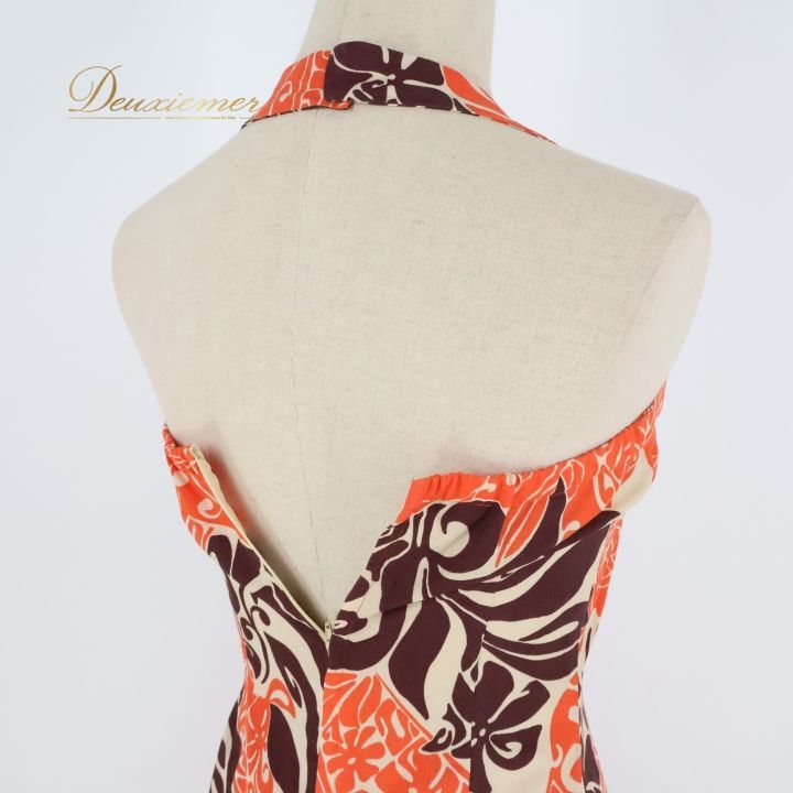 フラダンス 衣装 ワンピース ドレス オレンジ系 アロハスタンダード