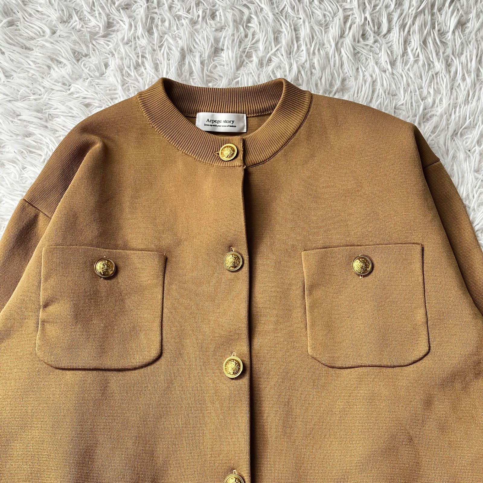 美品 Arpege story アルページュストーリー 金釦ニットジャケット