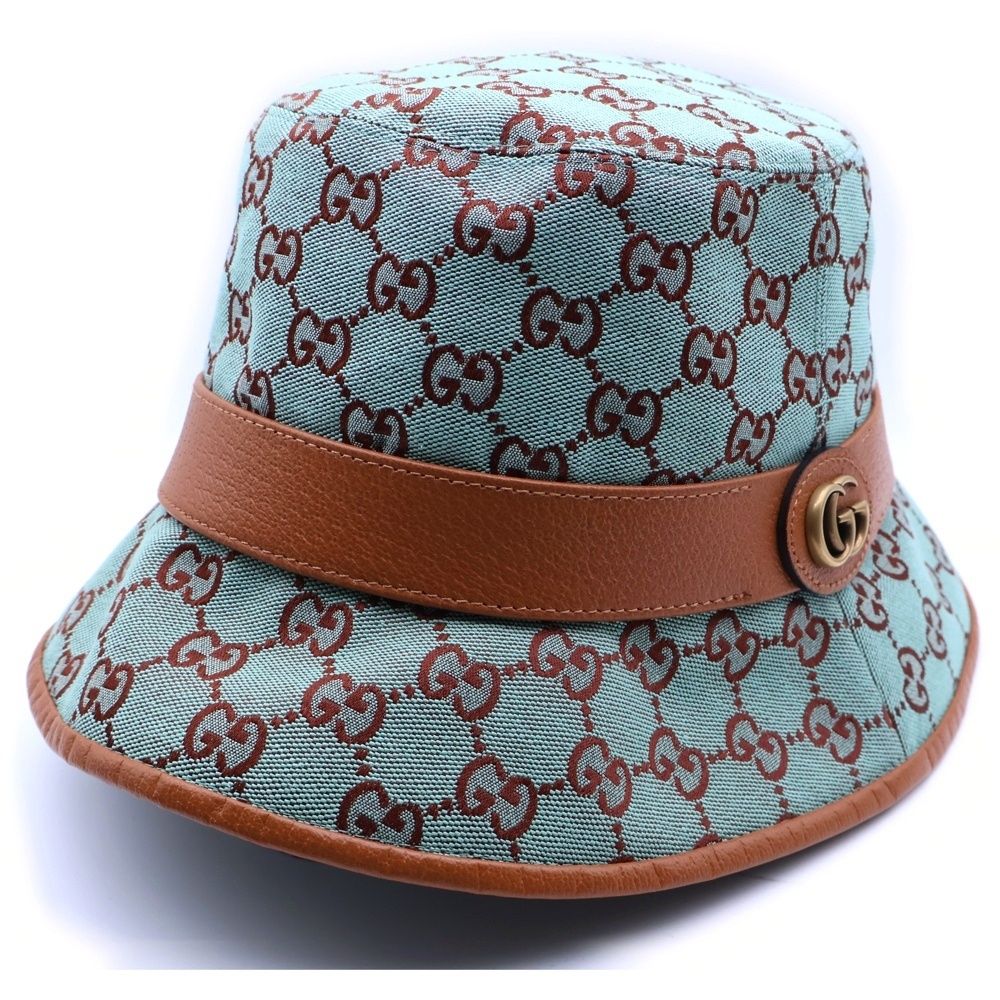 【未使用品】グッチ バケットハット GGキャンバス 58cm 748476 GUCCI (グッチ) GGキャンバス バケットハット 帽子 ライトブルー