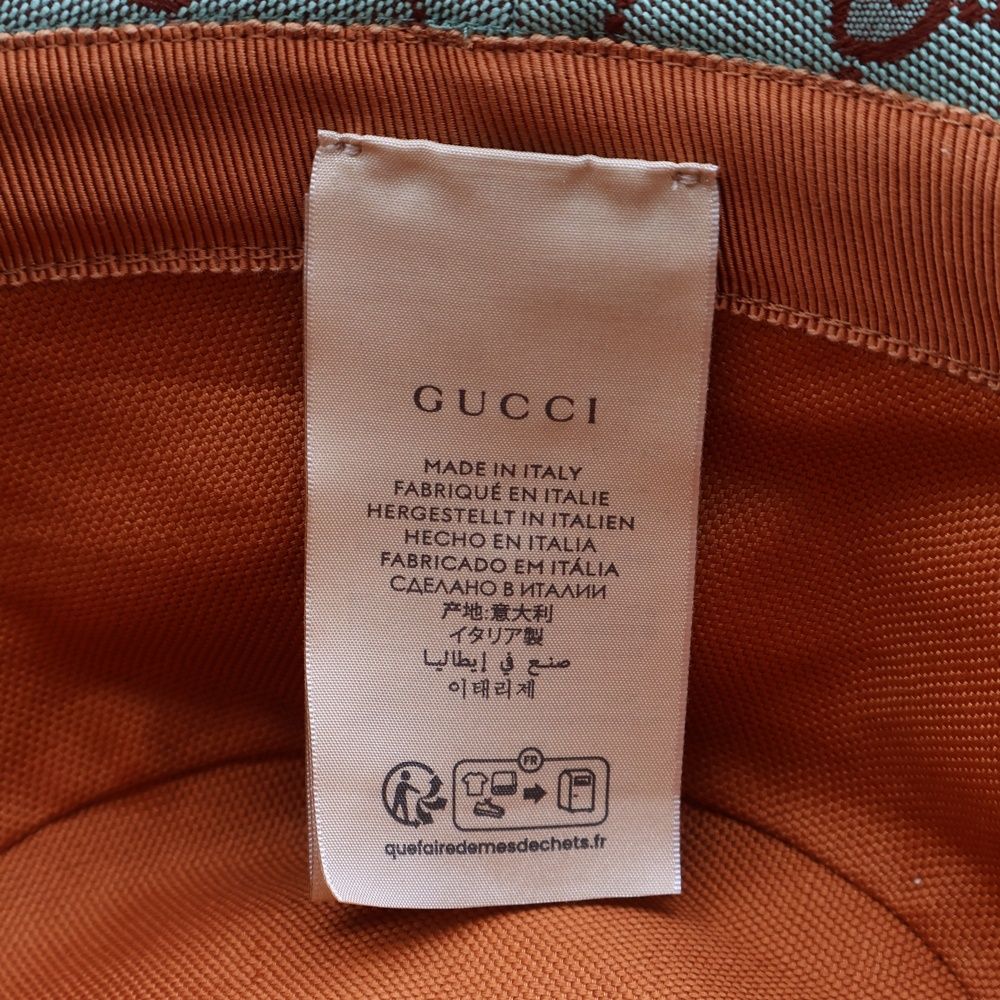 GUCCI (グッチ) GGキャンバス バケットハット 帽子 ライトブルー