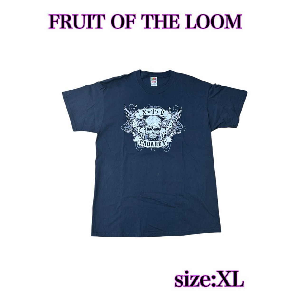 HOLE TシャツFRUIT OF THE LOOM XL ネイビー ハート柄 HOLE TシャツFRUIT OF THE LOOM XL ネイビー ハート柄
