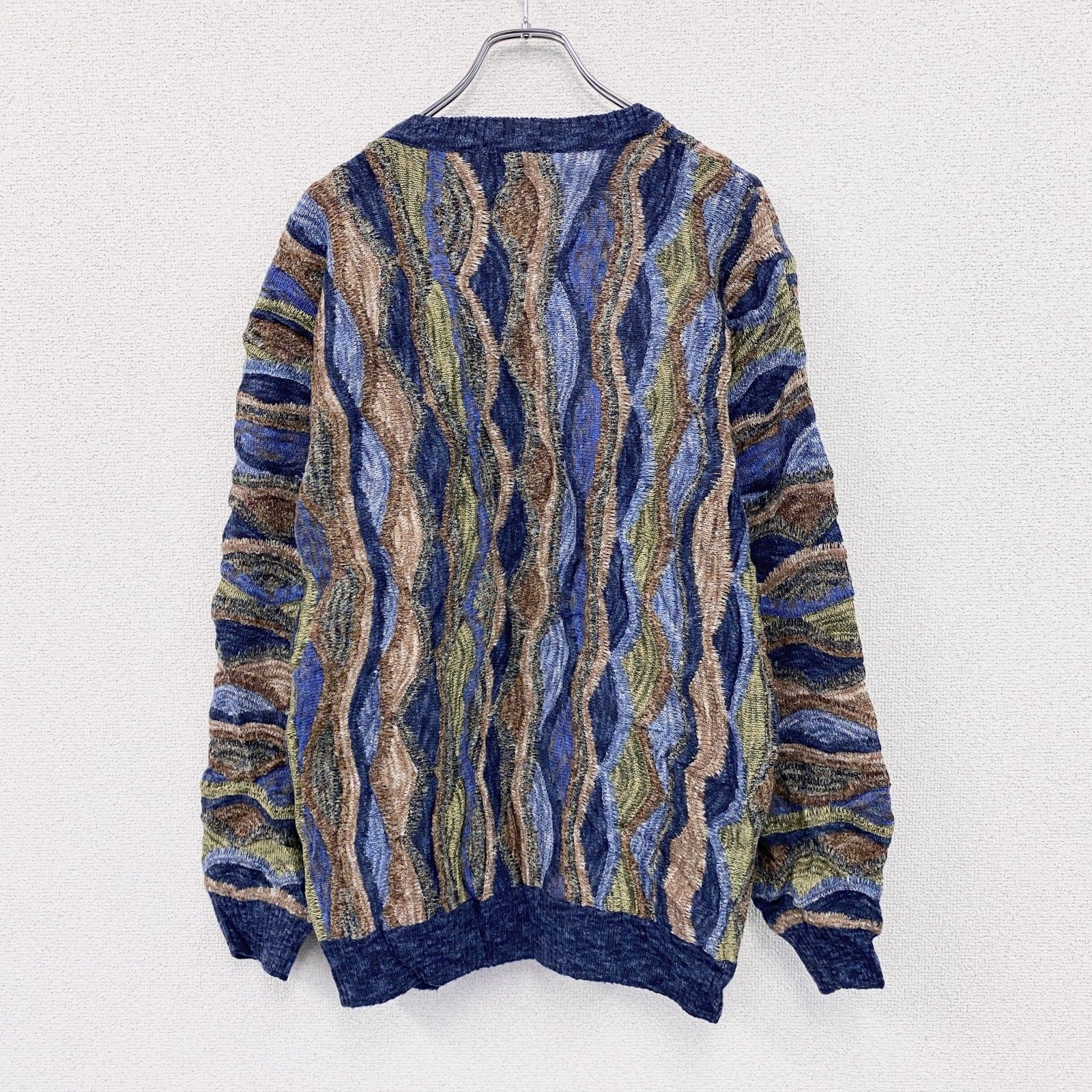 古着 used COLLEGE COOGI風ニットセーター 3Dニット ヴィンテージ 総柄