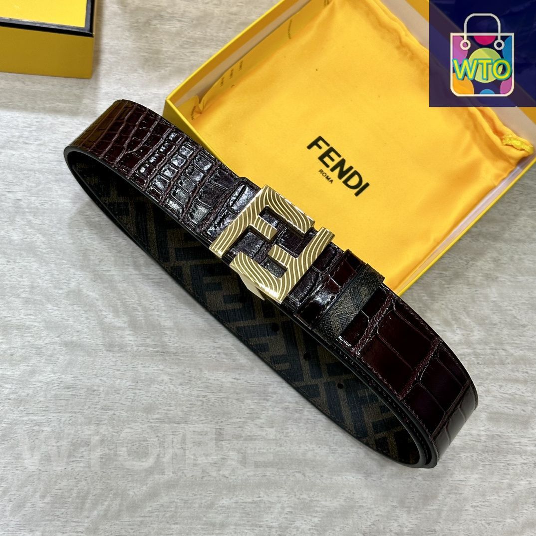ベルト FENDI フェンディ FFスクエアベルト レザー ブラウン | Fendi