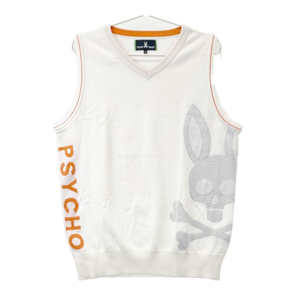 サイズ：XL PSYCHO BUNNY サイコバニー Vネックニットベスト ホワイト