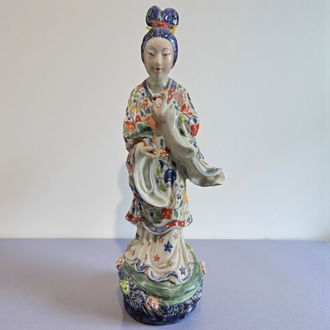 某有名資産家購入品 中国美術 七宝 手描き 大明宣徳年製 女型 貴人 龍