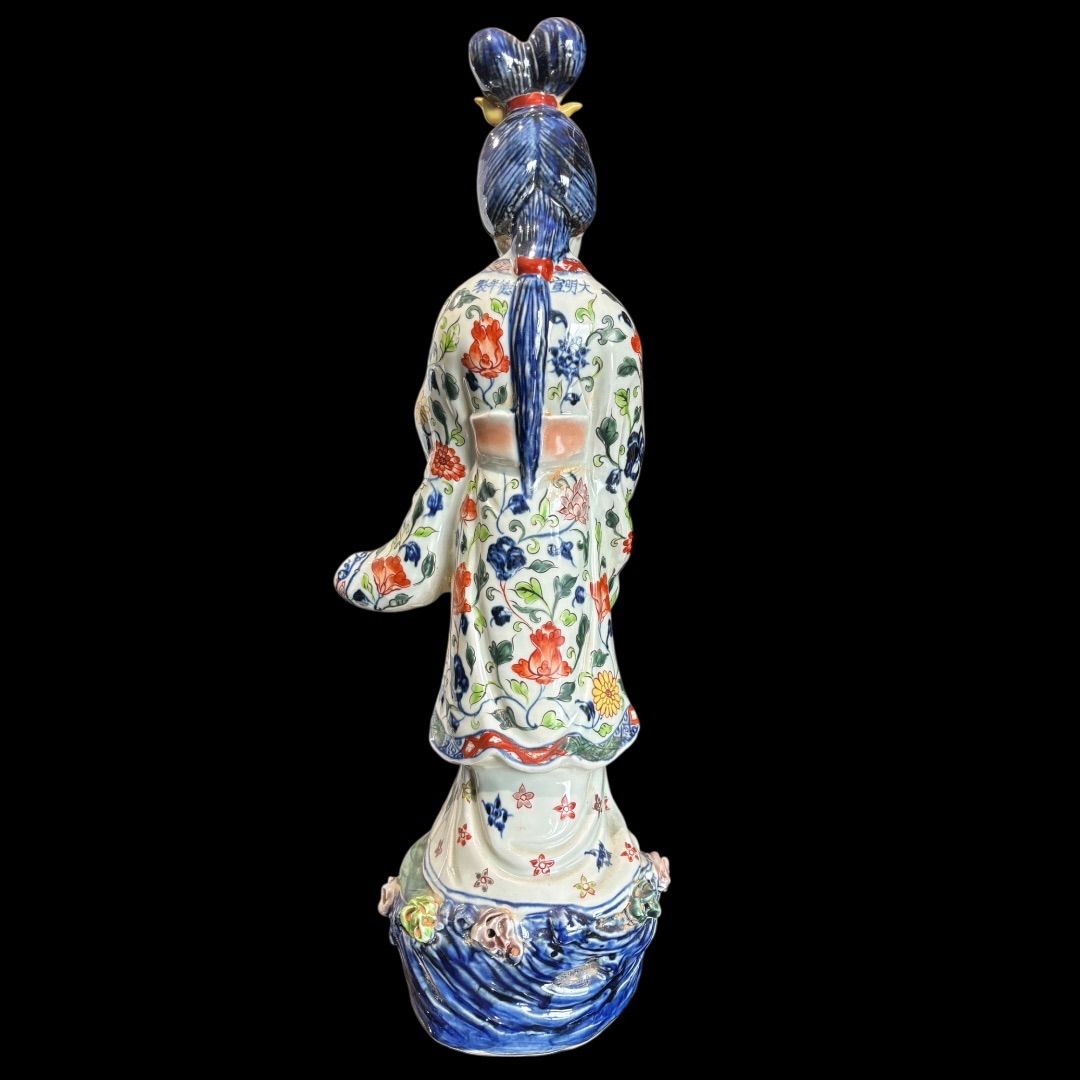 某有名資産家購入品 中国美術 七宝 手描き 大明宣徳年製 女型 貴人 龍