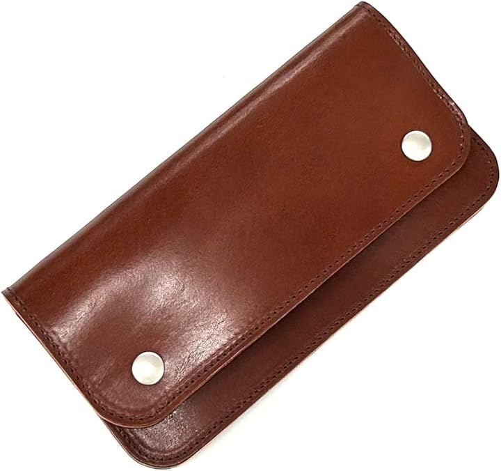 本ヌメ革　芯通し黒　真鍮　紙幣ポケット付きミドルトラッカーウォレット　ハンドメイ 本ヌメ革 芯通し黒 真鍮 紙幣ポケット付きミドルトラッカーウォレット