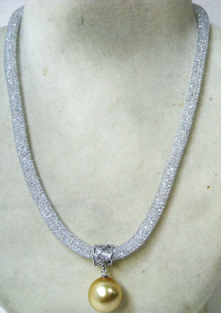 南洋真珠13.5㎜とシルバー ネックレス 南洋真珠13.5㎜とシルバー ネックレス