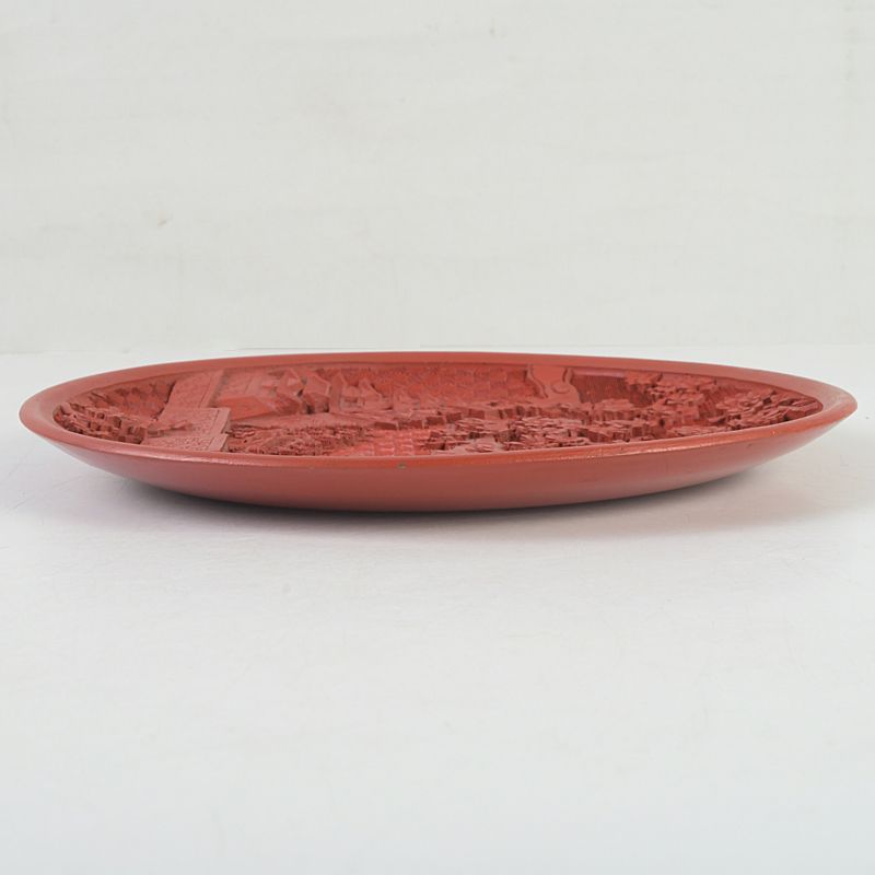 中国 堆朱 名古屋城・市役所刻 飾皿 記念品 箱付 C S330 - メルカリ