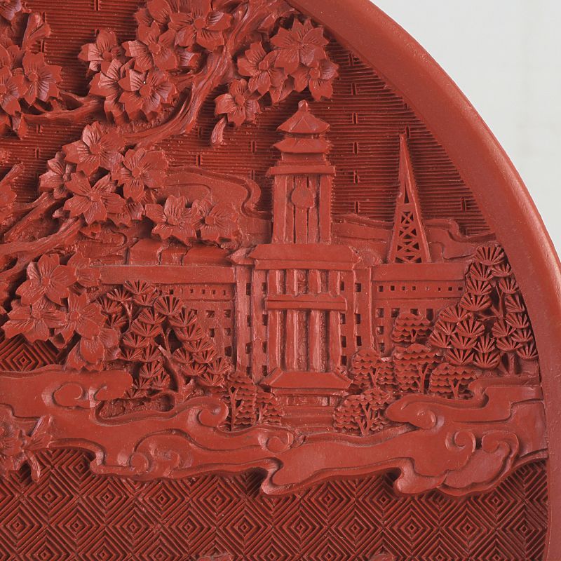 中国 堆朱 名古屋城・市役所刻 飾皿 記念品 箱付 C S330 - メルカリ