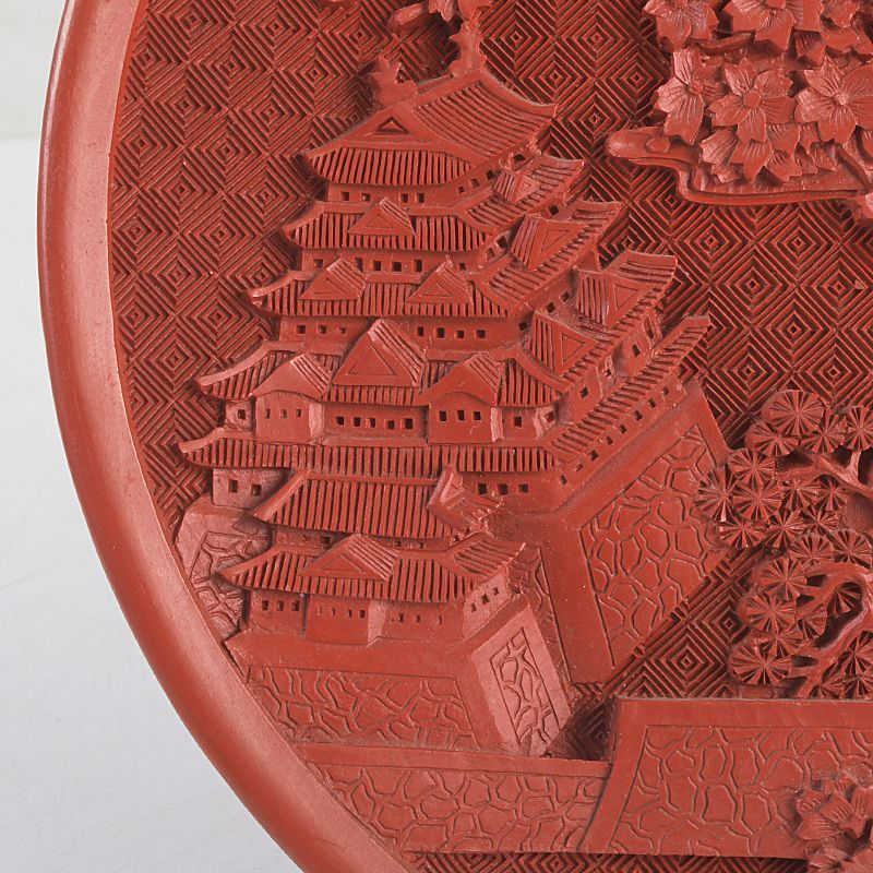 中国 堆朱 名古屋城・市役所刻 飾皿 記念品 箱付 C S330 - メルカリ