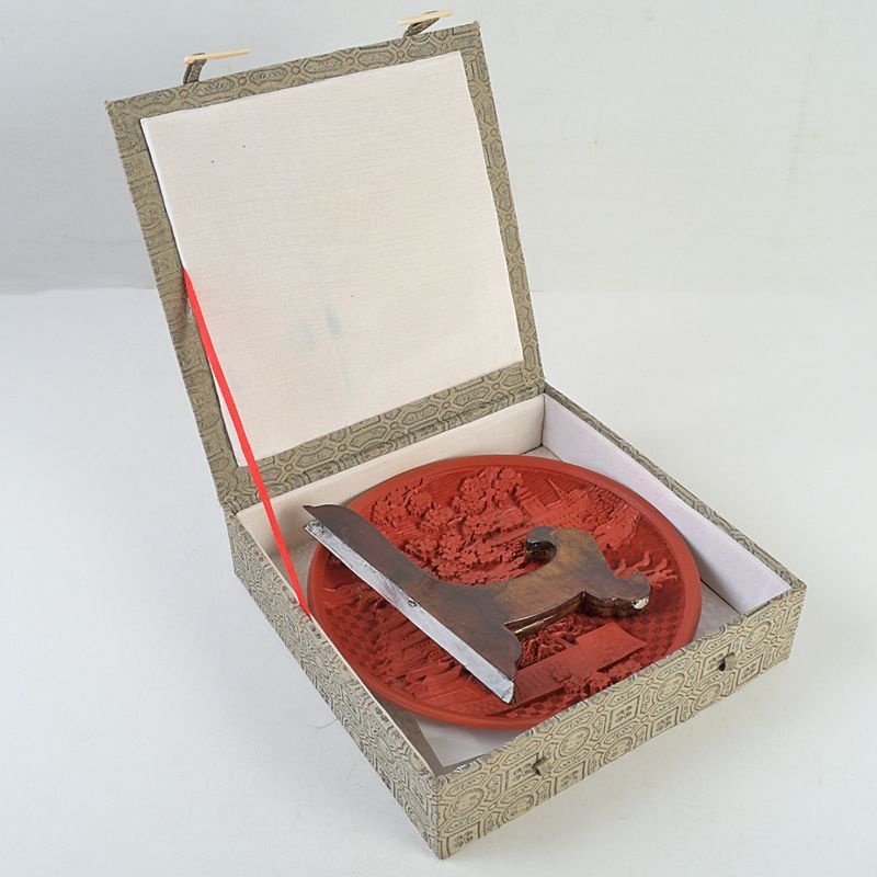 中国 堆朱 名古屋城・市役所刻 飾皿 記念品 箱付 C S330 - メルカリ