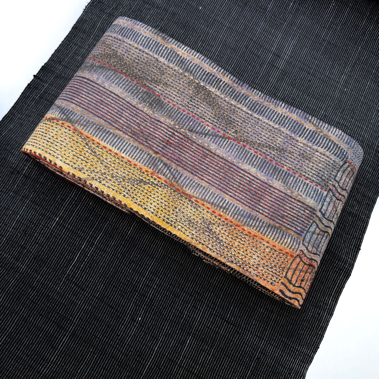 【未使用】ギャラリー凛 カンタ刺し半幅帯 ギャラリー凛】カンタ刺し半幅帯 | KIMONO CLOSET by Nayuko Ogura