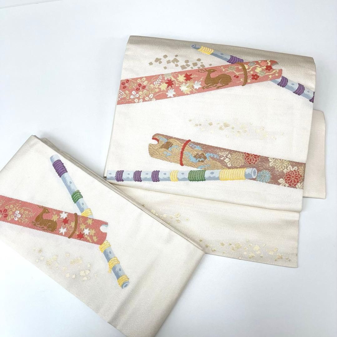 平和屋着物○つけ帯 紬地 流水文 正絹 逸品 CABA0946hy 平和屋