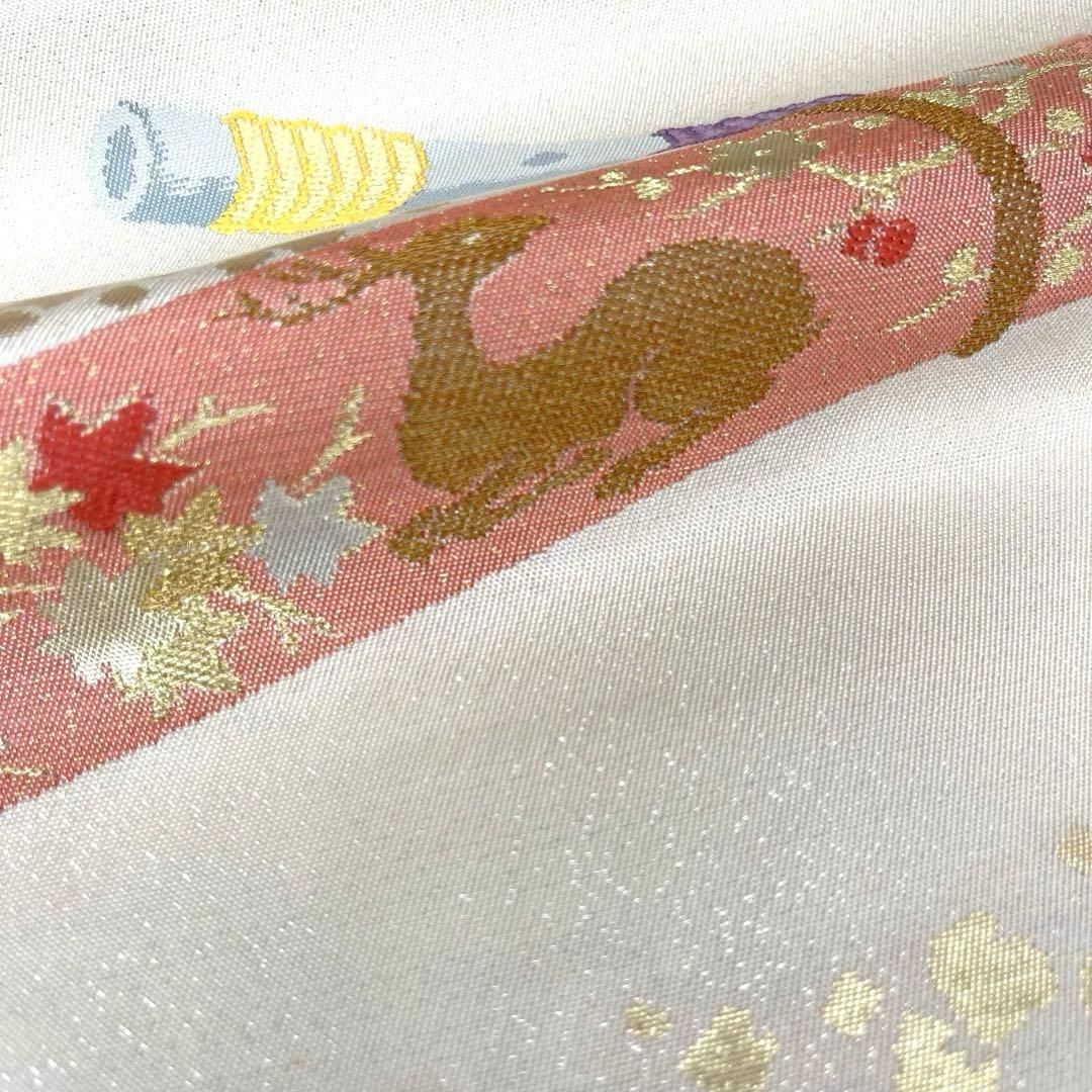 平和屋着物●ワンタッチつけ帯　すくい織　壁画文様　樺色　金糸　正絹　逸品　DAAY0316ob 平和屋着物○ワンタッチつけ帯 すくい織 壁画文様 樺色 金糸 正絹 逸品