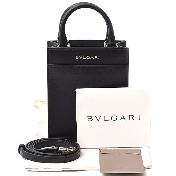 BVLGARI ドラムバッグ ブラック ロゴプリント ブルガリ バッグ レディース ブルガリロゴ インフィニー トゥム