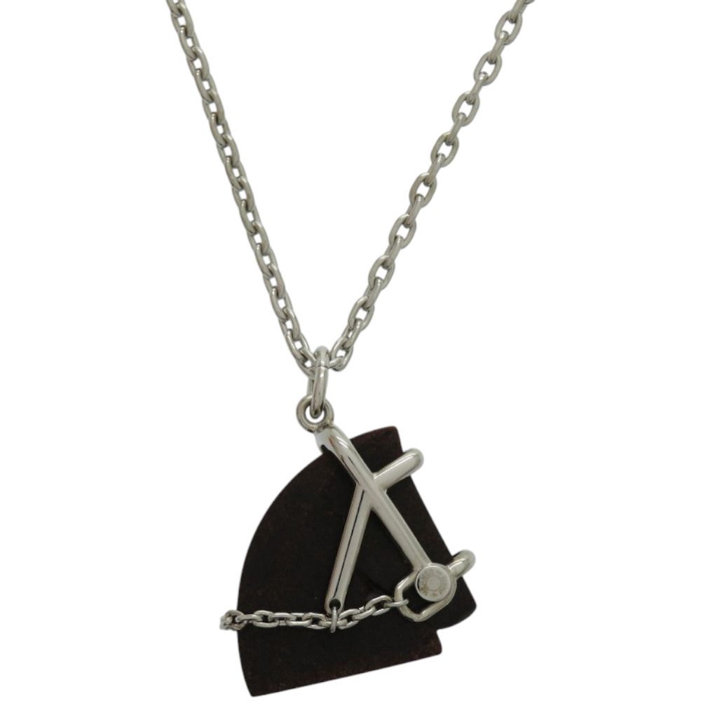 限定値下げ新品未使用HERMES　エルメス　シュヴァルネックレス　ヴュルカニウム 未使用品 エルメス シュヴァル メタル ヴュルカニウム シルバー 茶