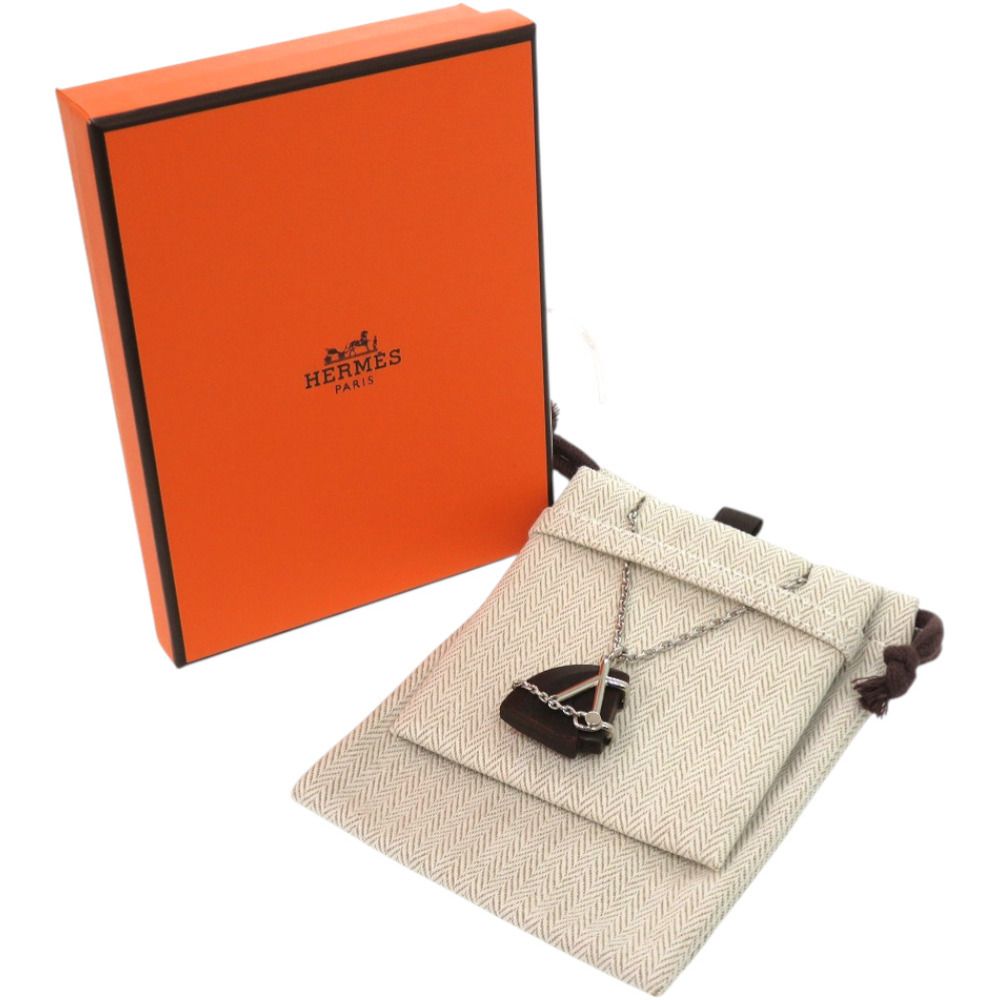 未使用品 エルメス シュヴァル メタル ヴュルカニウム シルバー 茶