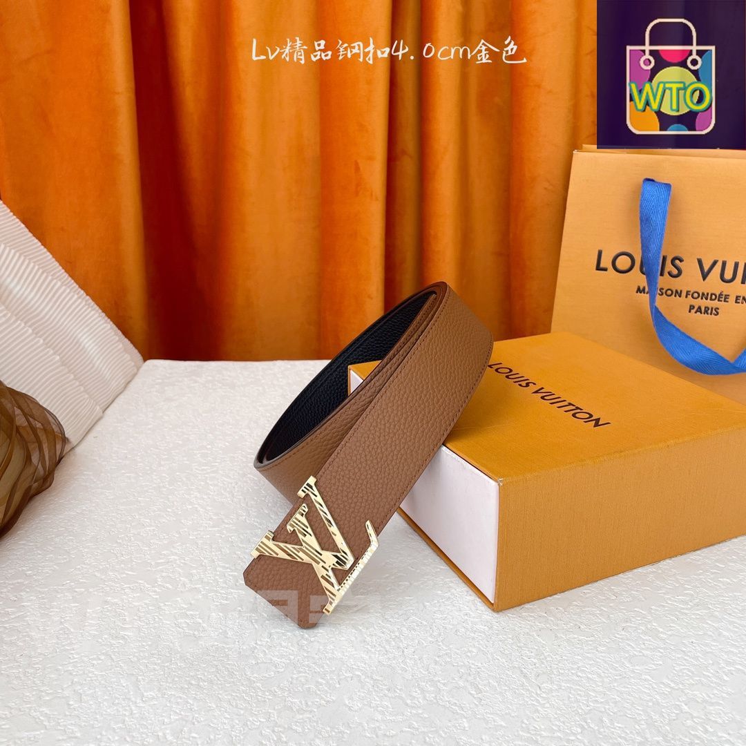 LOUIS VUITTON チェック柄レザーベルト ベルト・LV ダミエ 40MM リバーシブル その他のレザー｜ルイ・ヴィトン