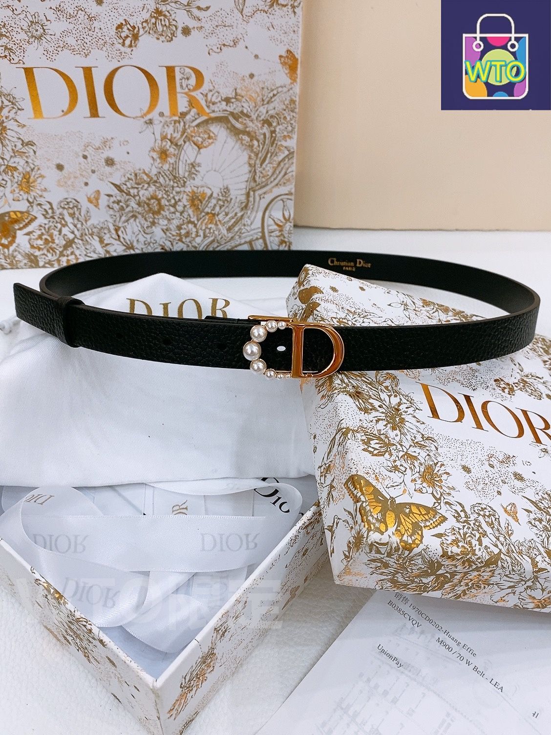 連休最終日お値下げ♡【Dior】saddleベルト/カーフスキン/ゴールド金具 ◇ディオール ベルト コピー◇カーフスキンサドルベルト B0042CWGH_M900