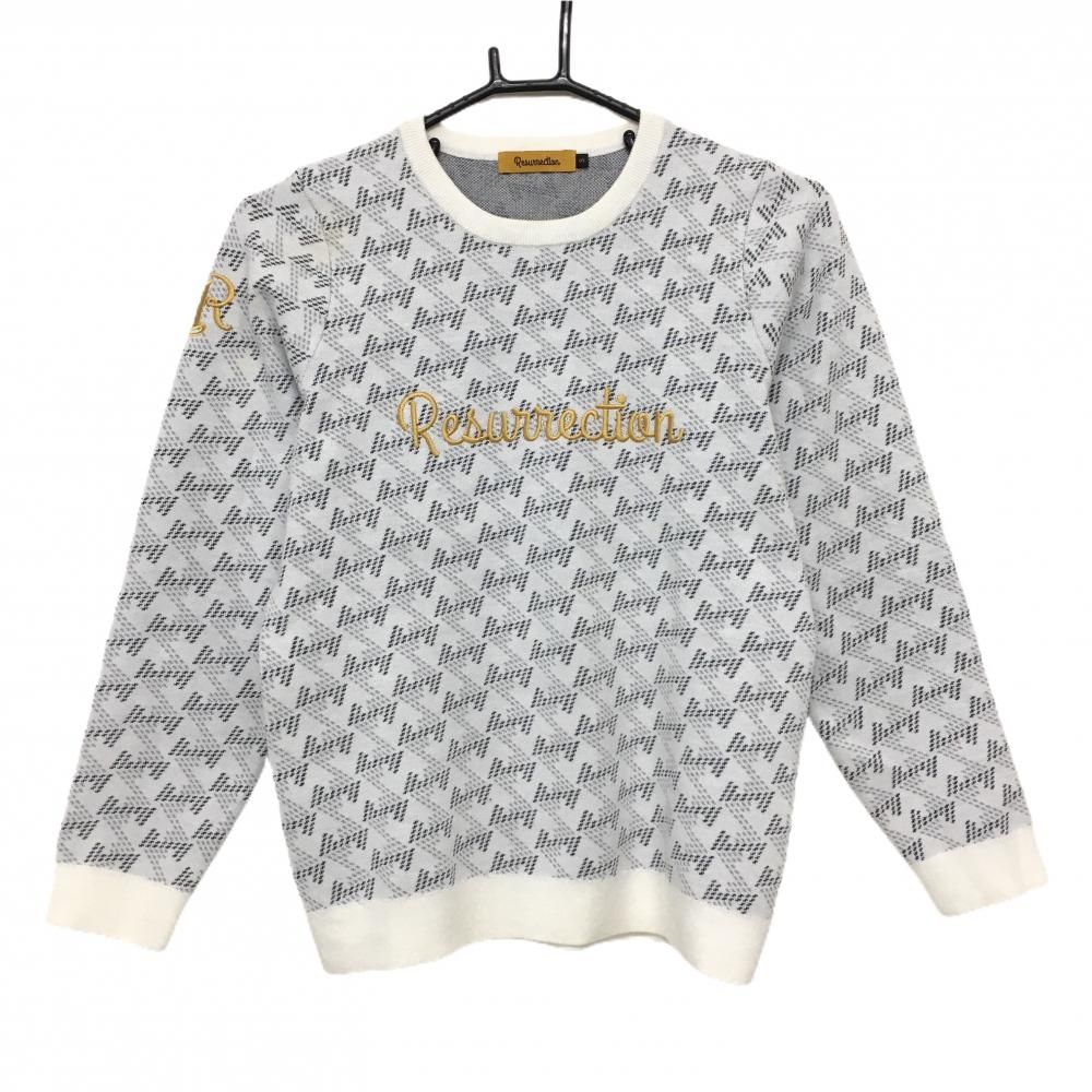 超美品】レザレクション セーター グレー×白 総柄 ショップ ニット