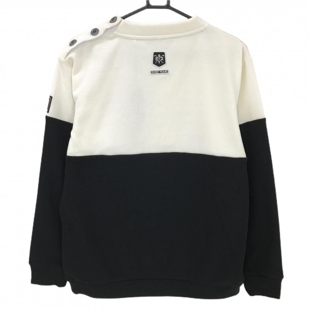 新品】SY32 ハイネックトレーナー 白×黒 ニット 裏起毛 ビッグロゴ