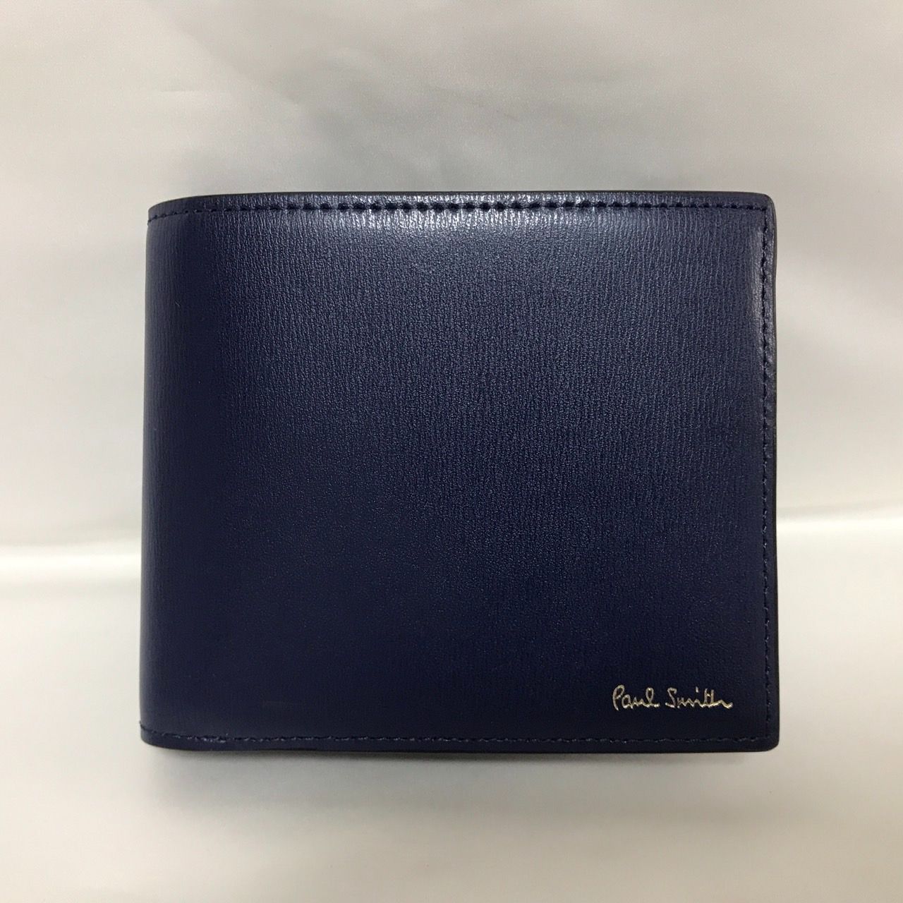 PaulSmith シティエンボス 二つ折り財布 小売 ブルー Paul smith