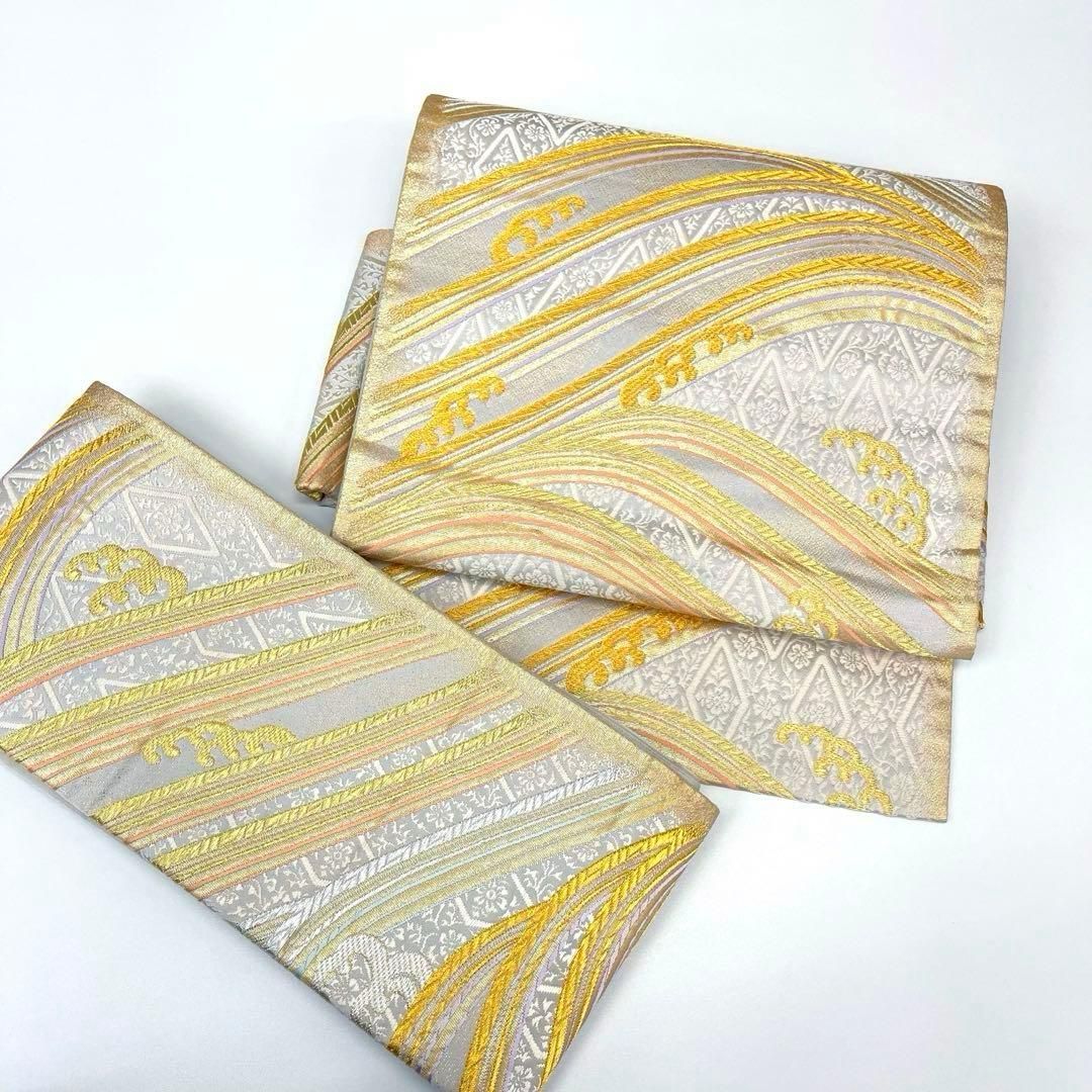 平和屋着物＊夏物 絽塩瀬 つけ帯 作家物 草花文 正絹 逸品 DAAY8296cm