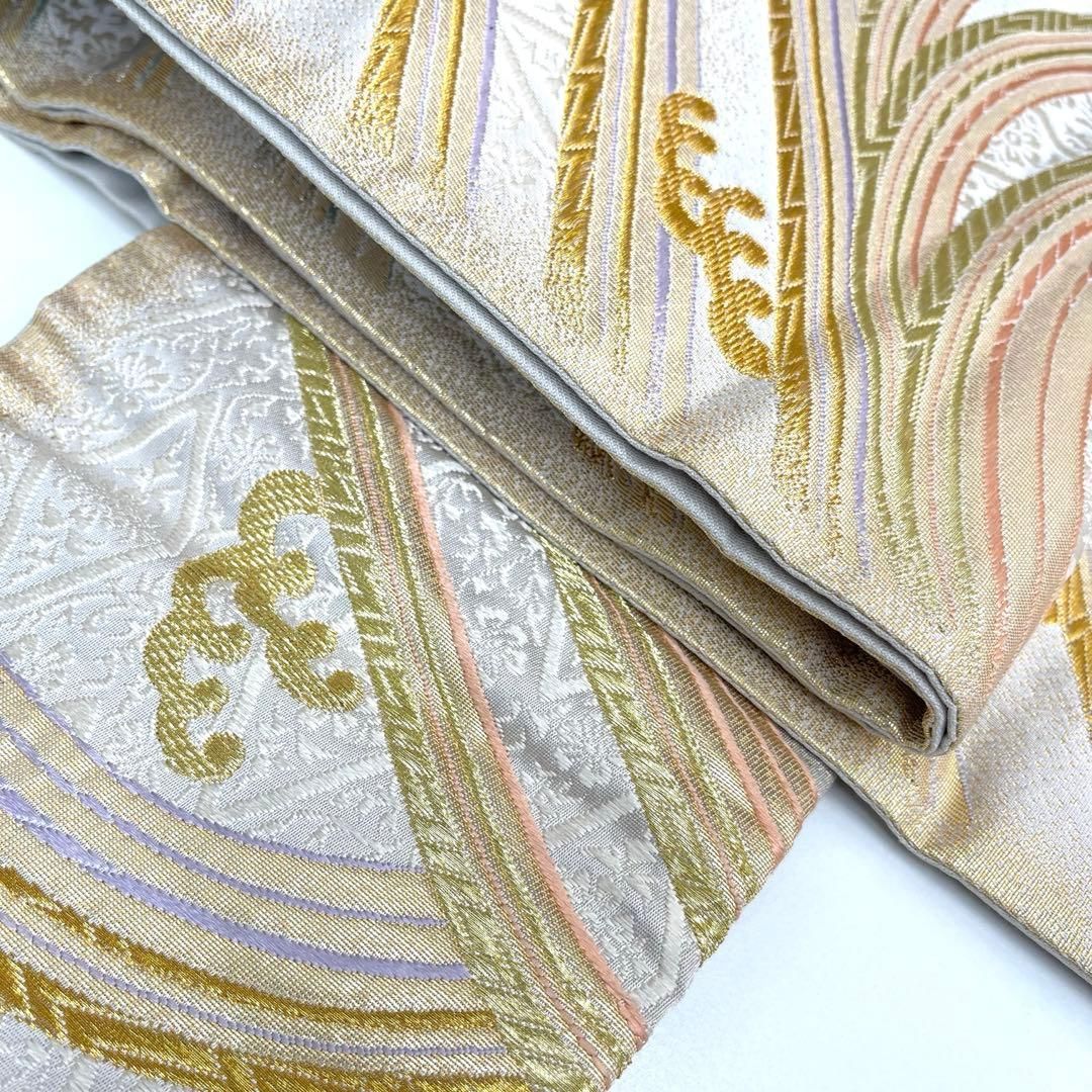 平和屋着物○ワンタッチつけ帯 すくい織 壁画文様 樺色 金糸 正絹 逸品