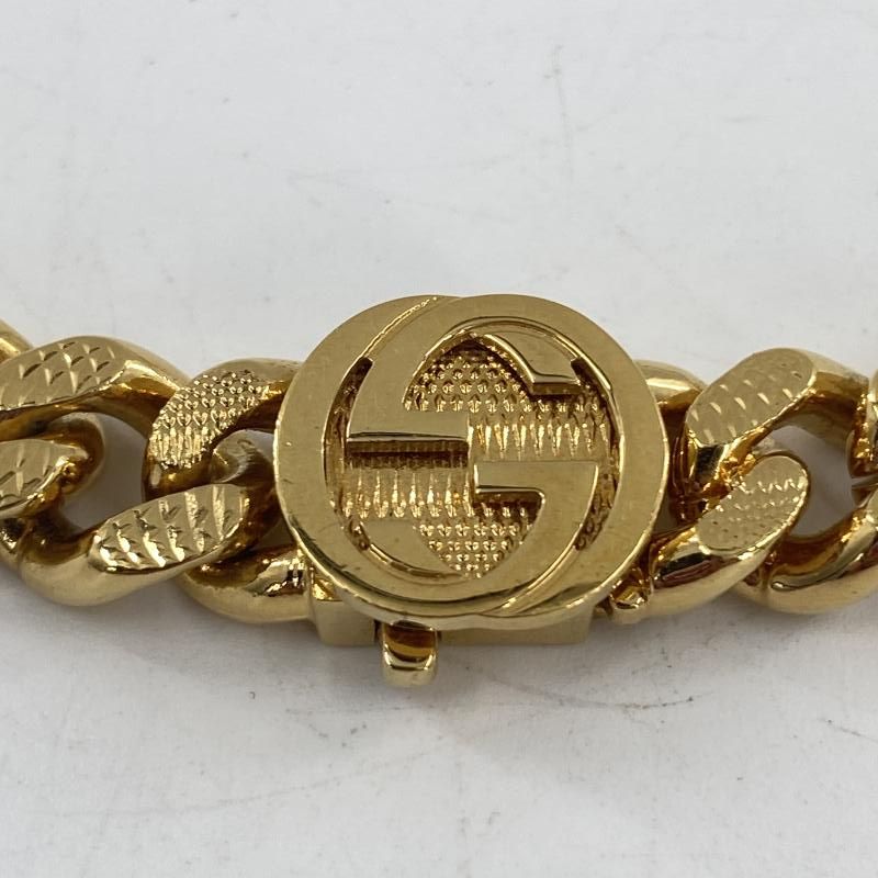 中古】GUCCI インターロッキングG 喜平チェーンネックレス ゴールド