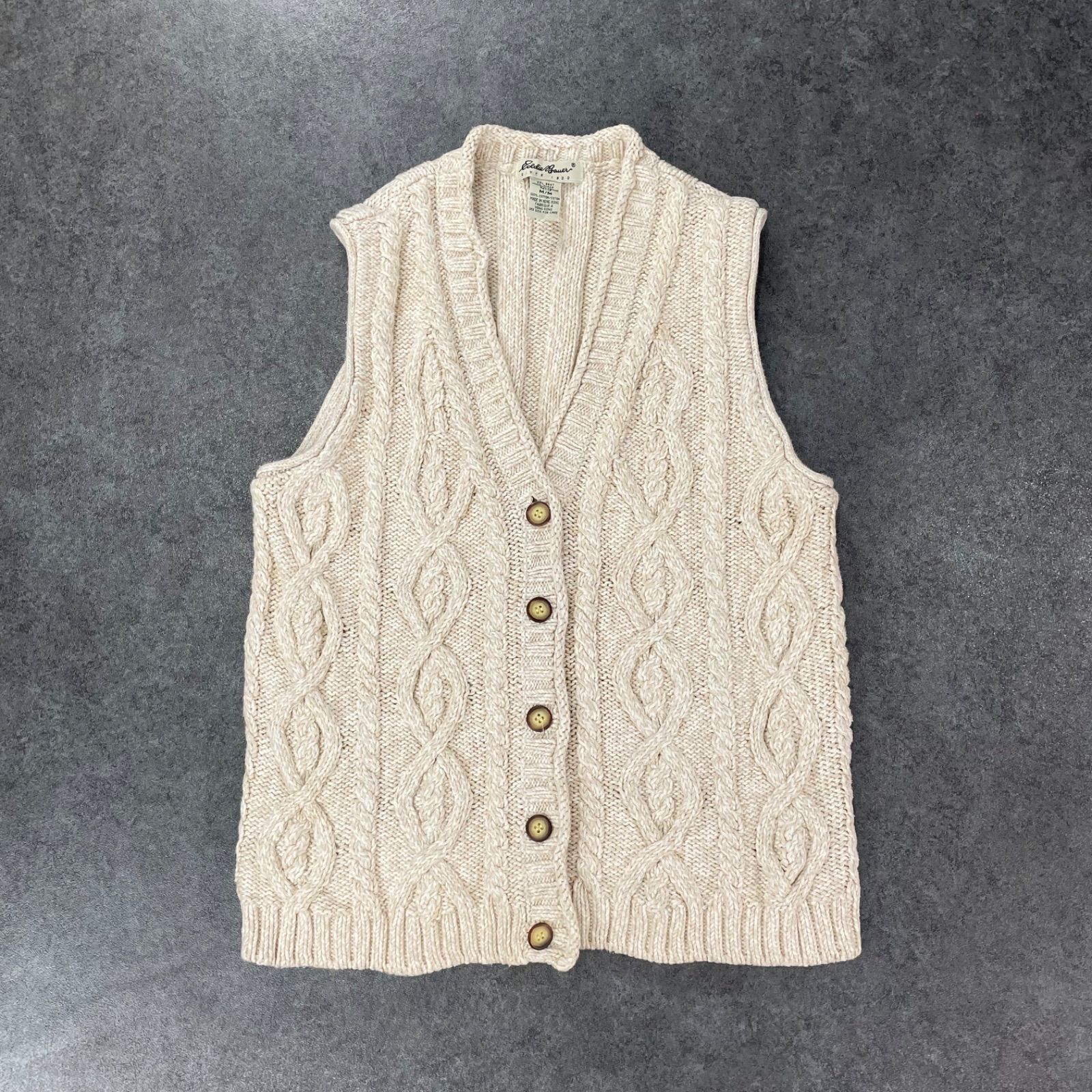 90s 00s Vintage Eddie Bauer Fisherman Cable Knit Vest エディー 
