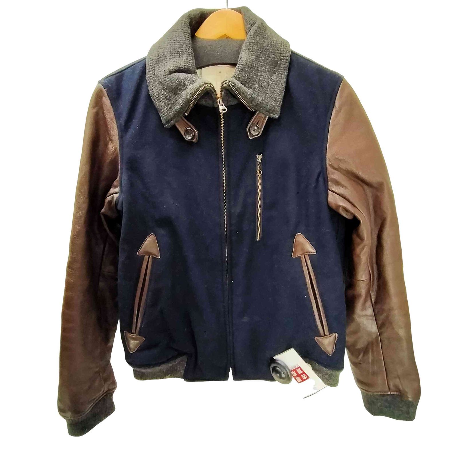 ヒロミチナカノ hiromichi nakano 裏地ストライプ 袖シープレザー 本革